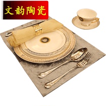 Neoclassical European model room home dining table ornaments Western plate tableware plate tableware plate knife and fork spoon set
