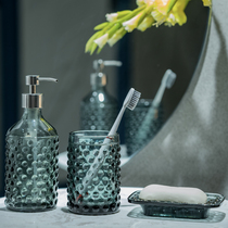 Bili Nordic light luxury glass lotion bottle hand sanitizer bottle bathroom gargle Tooth Cup ins hotel wash set