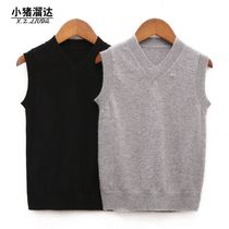 2021 Spring Autumn New Childrens Clothing Boy Sweater Cashmere Sweater Waistcoat Waistcoat Waistcoat Head V Collar