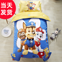 Kindergarten quilt three-piece set Barking team pure cotton childrens quilt Baby into the park nap bed with core six-piece set