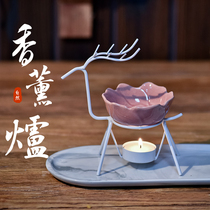 Aromatherapy stove Household indoor essential oil lamp Candle heating diffuser Bedroom romantic deer wrought iron ceramic ornaments creative