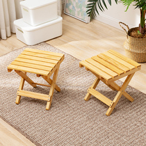 Folding stool outdoor portable solid wood chair travel home high stool space saving fishing stool Maza shoe changing bench