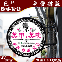 European-style wrought iron light box acrylic nail art milk tea bar clothing store LED outdoor store sign light box advertising
