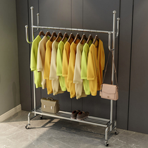 Stainless steel light lavish cloister hat holder floor bedroom home clothes hanger rack living room airing and hanging clothes hanger Easy belt wheel