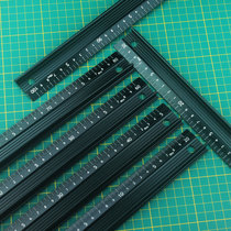 High baffle anti-cutting hand aluminum ruler oxidation black laser scale anti-skid 20 30 45 60 80 100cm