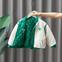 Childrens lamb velvet jacket 2022 new boys wool sweater autumn and winter boys winter net red two-sided jacket trend