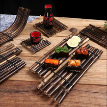Retro bamboo sushi plate bamboo fence handmade bamboo fence ornaments Japanese and Korean fence swing plate SAB decorations