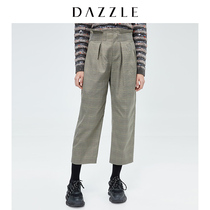 Dazzle Disu 2020 spring new plaid pattern straight tube suit casual pants for women 2c1q4303l