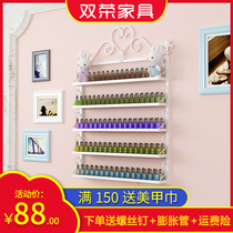 Square nail polish display shelf wrought iron multi-layer wall-mounted nail shop rack cosmetics container