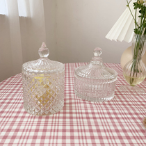 Transparent glass yurt jewelry jewelry storage box glass jar candy box snack storage desktop storage jar