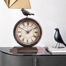 European style retro nostalgic metal clock clock living room home desktop personality decoration ornaments clock American table clock