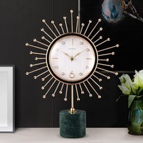 Leather marble clock Nordic placement home creative light luxury desktop table clock living room Fashion clock