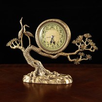 New Chinese brass mute wall clock home retro decorative ornaments clock creative antique craft sitting clock quartz clock