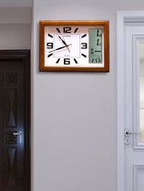 Yellow Yang solid wood seat hanging dual-use hanging clock Chinese style retro sitting room decoration hanging bell Chinese wind perpetual calendar silent clock