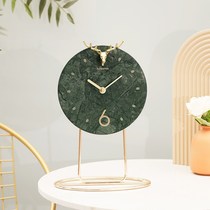 Modern light luxury marble table clock desktop clock ornaments living room home desktop clock fashion simple pendulum clock