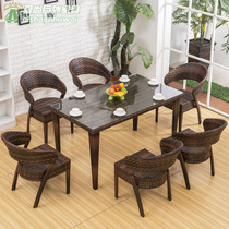 Outdoor Balcony Vine Choreography Table And Chairs Five Pieces Villa Outdoor Courtyard Imitation Vine Casual Chair Subtable Rattan Chair Combination