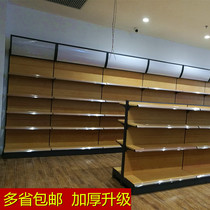 Thickened supermarket shelf display rack Wood grain convenience store toy stationery mother and baby store single-sided wall double-sided shelf