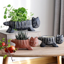 Abstract cat cement flowerpot art high-grade flower ornaments tribal Beast cartoon gardening garden decoration planting