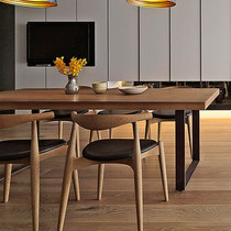 Log dining table and chair combination Nordic solid wood dining table rectangular table table dining table household small apartment simple