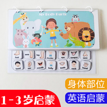 Body parts Cognition Quiet book English enlightenment Early education Parent-child interaction Flip book Baby diy Tear pull paste