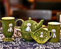 British harrods Harros Ceramic Cup Mug Couple Cup Teapot Tea Bag Saucers West Highland Dishes Set