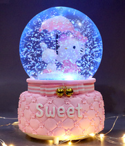 hello kitty crystal ball music box to send girlfriends holiday gifts snow ktcat crystal ball