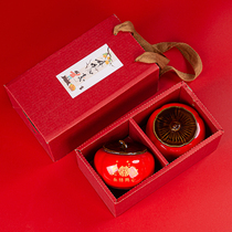 Ceramic Persimmon tea jar sealed gift box packaging wedding hand gift gift