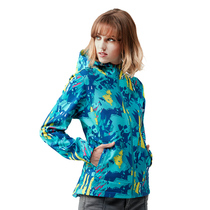 Tantuo outdoor soft shell jacket womens autumn and winter windproof warm hooded thick fleece plus fleece jacket waterproof