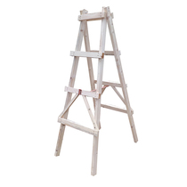 Simple decoration wooden ladder construction site water and electricity installation herringbone ladder indoor brush wall with portable folding wood walking ladder