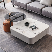 Italian minimalist bright light rock board coffee table telescopic TV cabinet combination simple modern living room small apartment can be a few sides