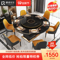 Dining table and chair combination modern simple household small apartment telescopic folding multifunctional light luxury induction cooker round dining table
