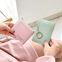 Womens Card Pack ultra-thin small key buckle Short wallet 2021 New ins Wind net Red Mini Multi-clamping sleeve