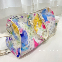 Crayon Painted Old Flower Travel Bag Female 2021 New Gradient Tie Dyeing Fitness Bag Graffiti Boarding Luggage Hand bag