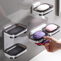 Soap box non-perforated suction cup wall-mounted creative double drain rack home toilet bathroom soap rack