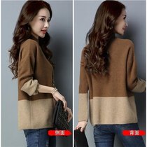 Lazy wind sweater women loose winter new thick color matching semi-high collar pullover knitted Joker bottoming shirt top