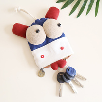 Tricolour patch multifunction pull-out key bag South Korea cute zero money bag Mini small bag fabric Cartoon Zero Wallet