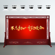 Chinese solid wood screen partition wall Double-sided living room unit Hotel company office block brake entrance hollow seat screen