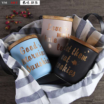 Yiming soft Nordic creative sealed ceramic storage can with lid kitchen storage tea coffee can home ornaments