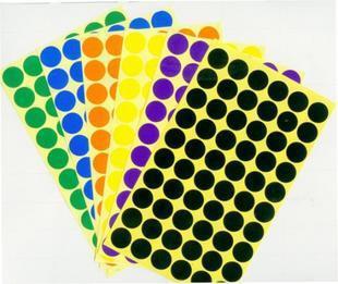 彩色圆点标贴不干胶 贴纸 圆形标签纸 直径15mm 4200个/70张/包
