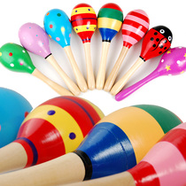 Baby childrens baby educational toy wooden color sound stick big sand hammer sand ball Childrens Day gift hand-cranked musical instrument