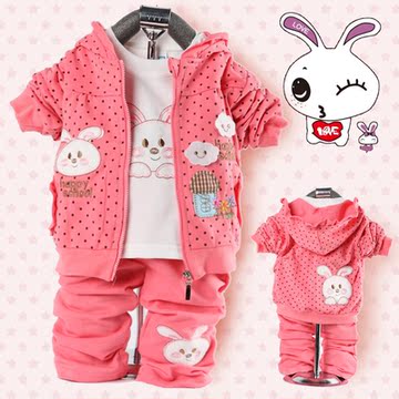 特价童装 新生儿春装 女宝宝春季外出服婴幼儿纯棉三件套-1-2周岁