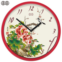 0 Li Li art wall clock wall watch Chinese original Chinese style flowers and birds living room creative mute quartz clock