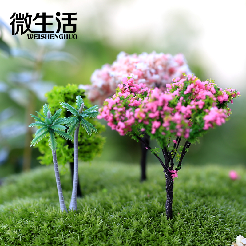 苔藓微景观装饰樱花树假树造景DIY材料 多肉植物摆件花插绿植盆栽