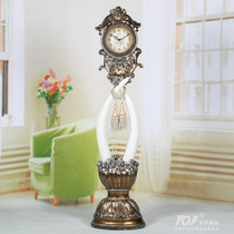 Lisheng super large European harp shape retro style hotel lobby clock resin pendulum clock living room floor clock