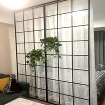 Nordic black frame Living room screen Room partition wall Mobile simple Wrought iron decoration Entrance Bedroom Dining room Office