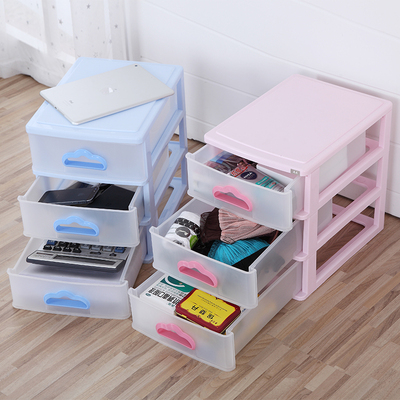 创意办公家用桌面收纳柜 塑料透明多层储物盒