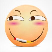 滑稽qq表情包卡通抱枕毛绒玩具趣味表情 滑稽抽烟款大黄脸 单独