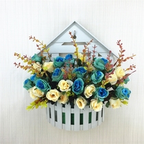 Fake Flower Flower Arrangement Simulation Living Room Wall Flower Basket Suit Home Residence Ornament Wall-mounted Decorative Plastic Flower Pendulum