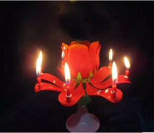 创意红色单层玫瑰花瓣生日蛋糕蜡烛音乐惊喜浪漫