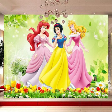 动漫卡通迪士尼可爱白雪公主3d立体电视背景墙墙纸影视墙壁纸壁画